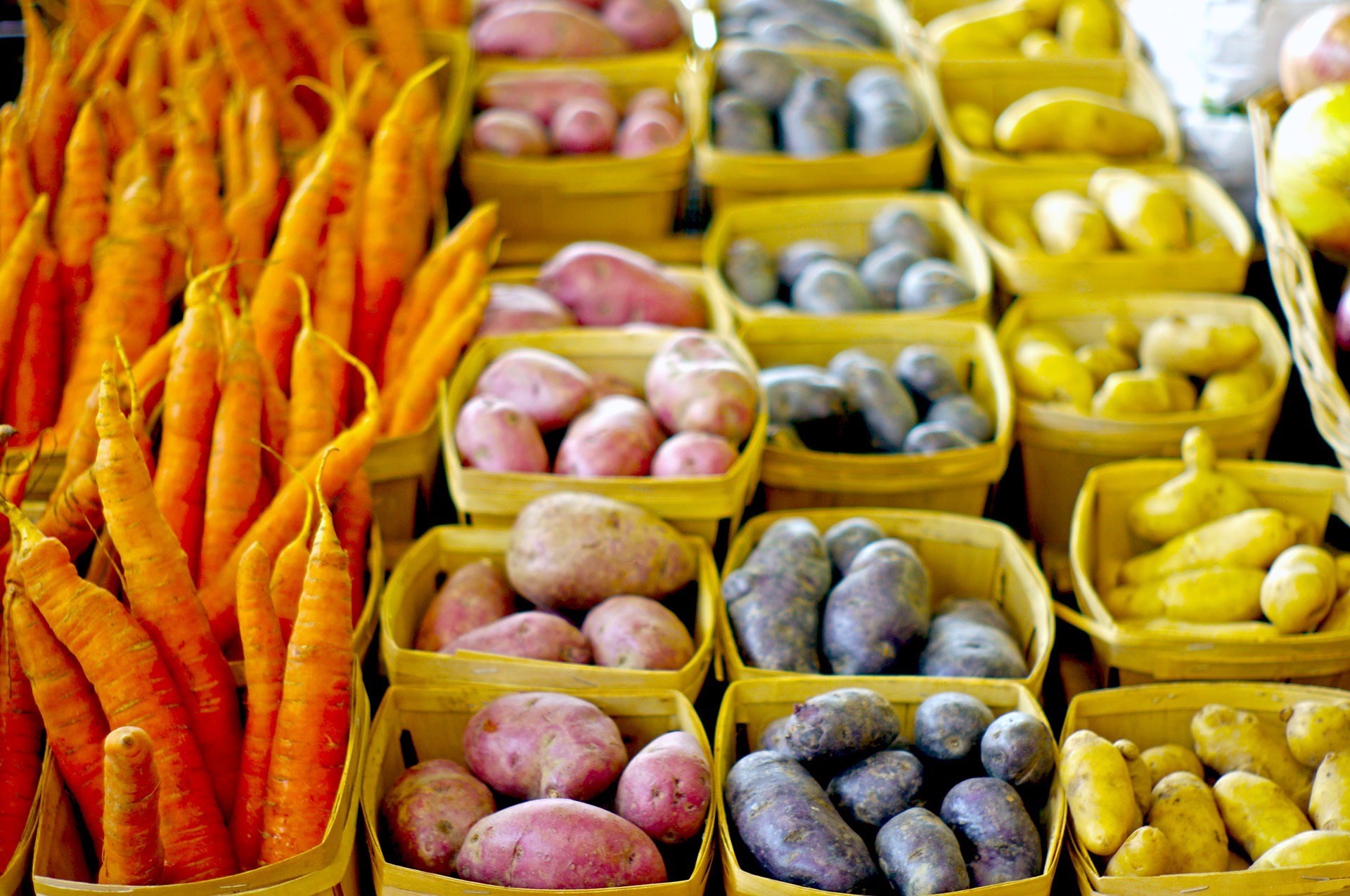 Root vegetables at winter farmers market